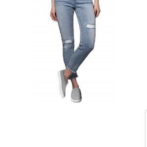 Kenneth Cole distressed raw hem medium wash skinny jeans size 4